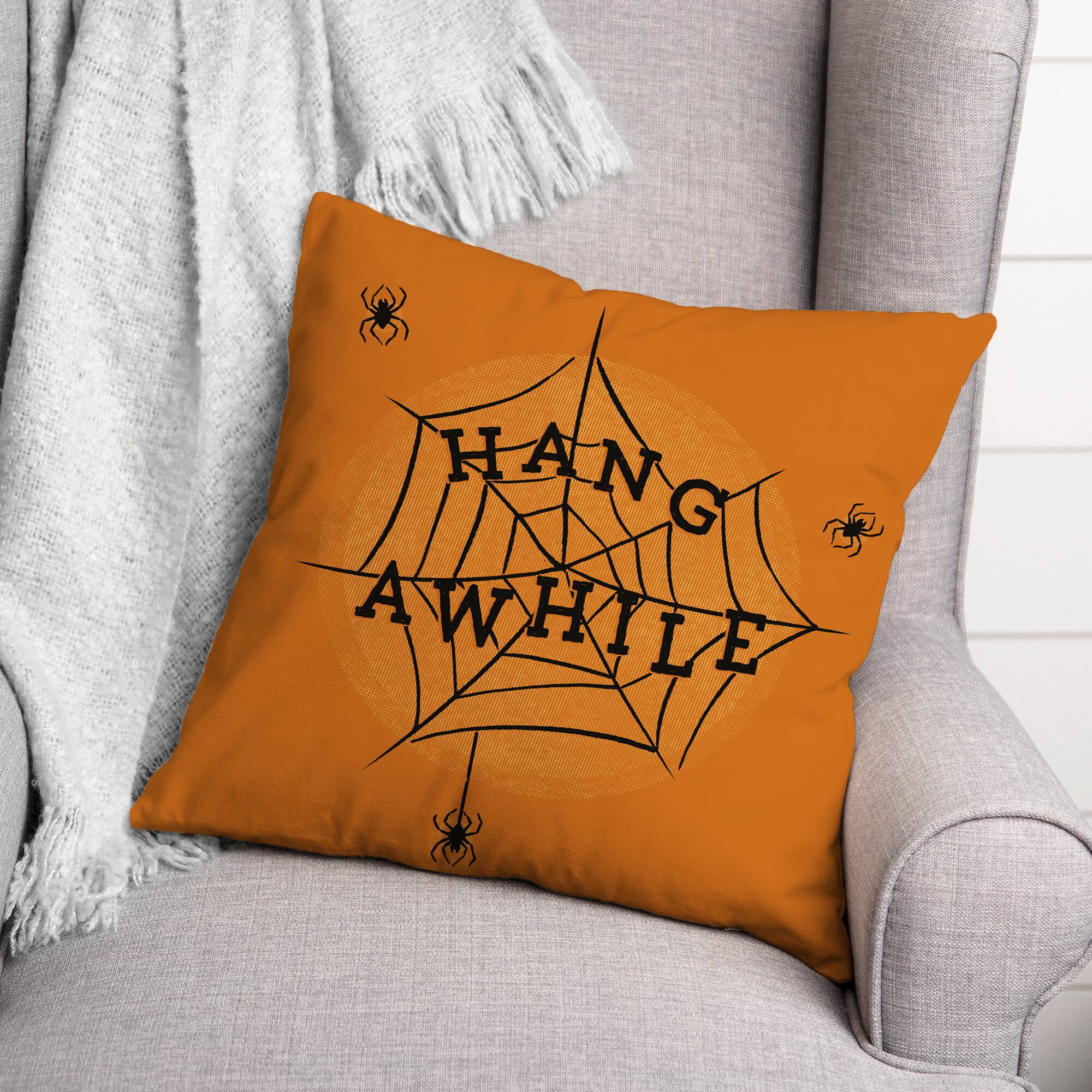 Hang Awhile Spiderweb Spun Poly Throw Pillow